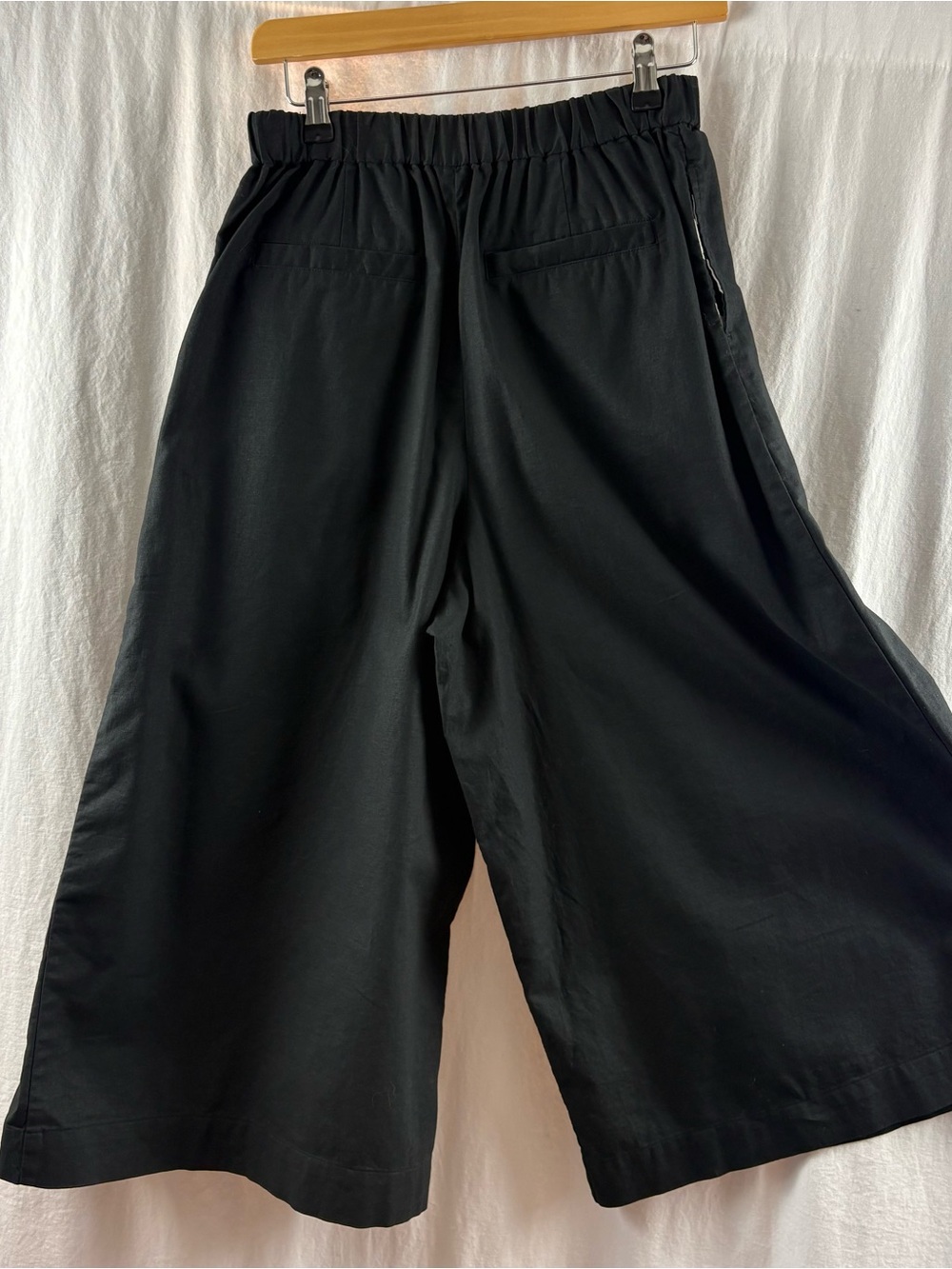 Uniqlo Marimekko Linen Cotton Cropped  Crop Wide Leg Pants Black S - Picture 3 of 8